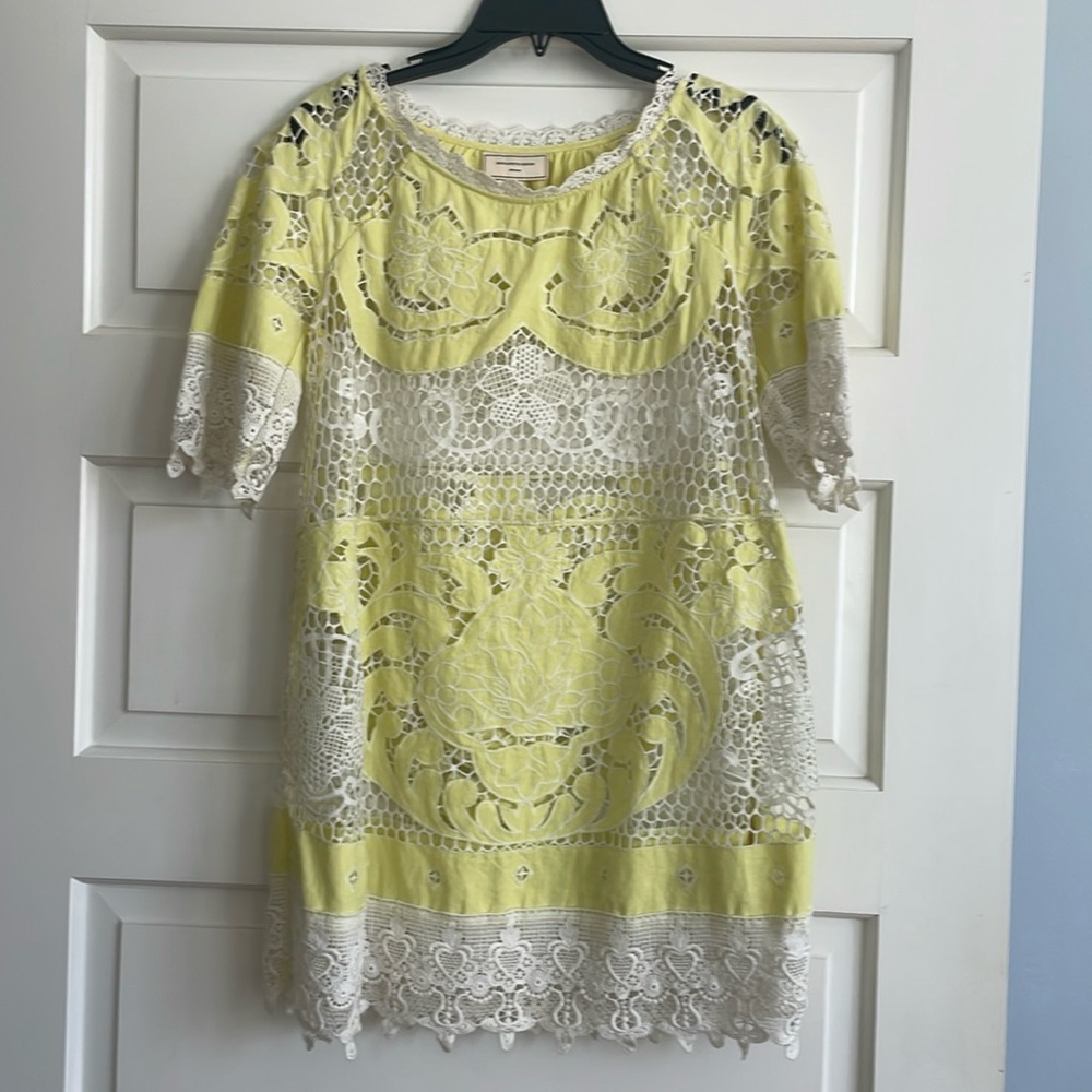 Anthropologie crochet knit mini dress